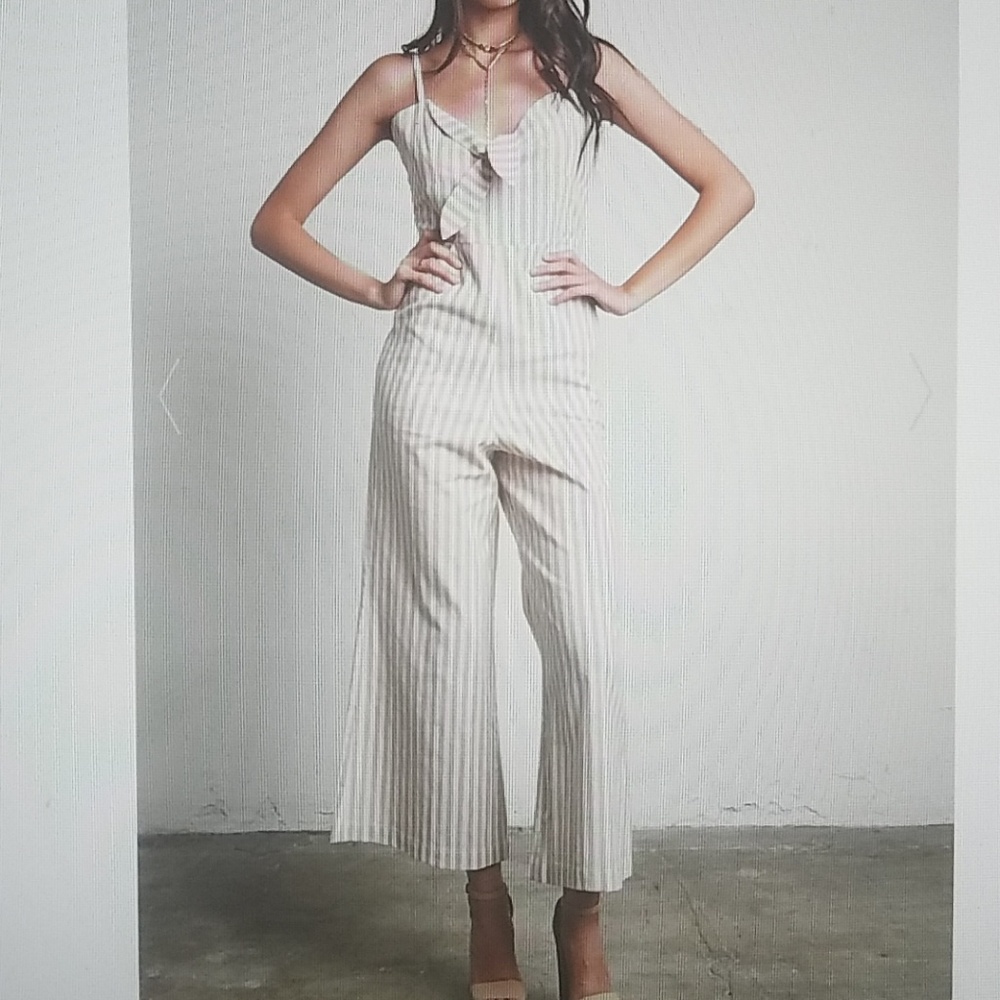 Stripe Smocking Back Jumpsuit